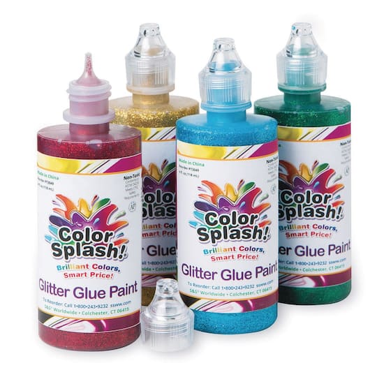 Color Splash!&#xAE; 4oz. Glitter Glue Paint Set, 4ct.